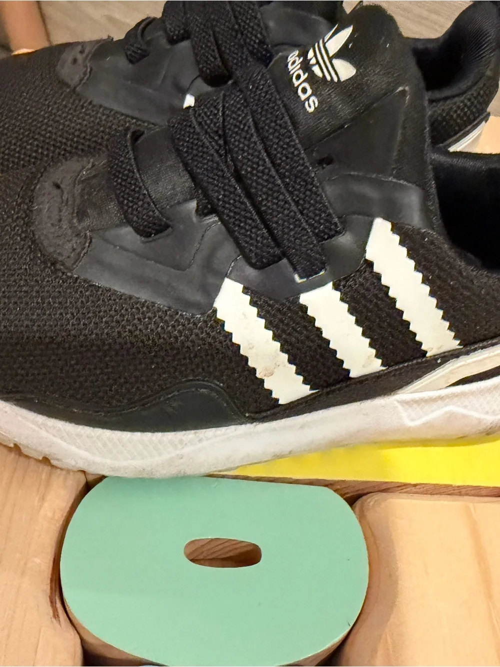 adidas Kids Black Sneakers with White Stripes